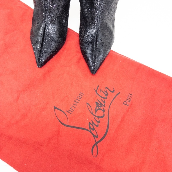 Christian Louboutin Kate Botta 100 Black Velours Papillon Knee High Boots 37 EU - Picture 6 of 8